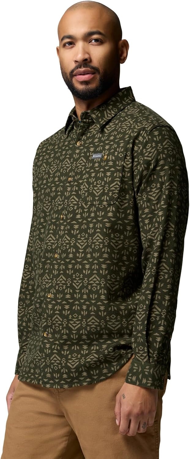 image:imageColumbia Mens Cornell Woods Flannel Long Sleeve ShirtGreenscape Geostripe Tonal