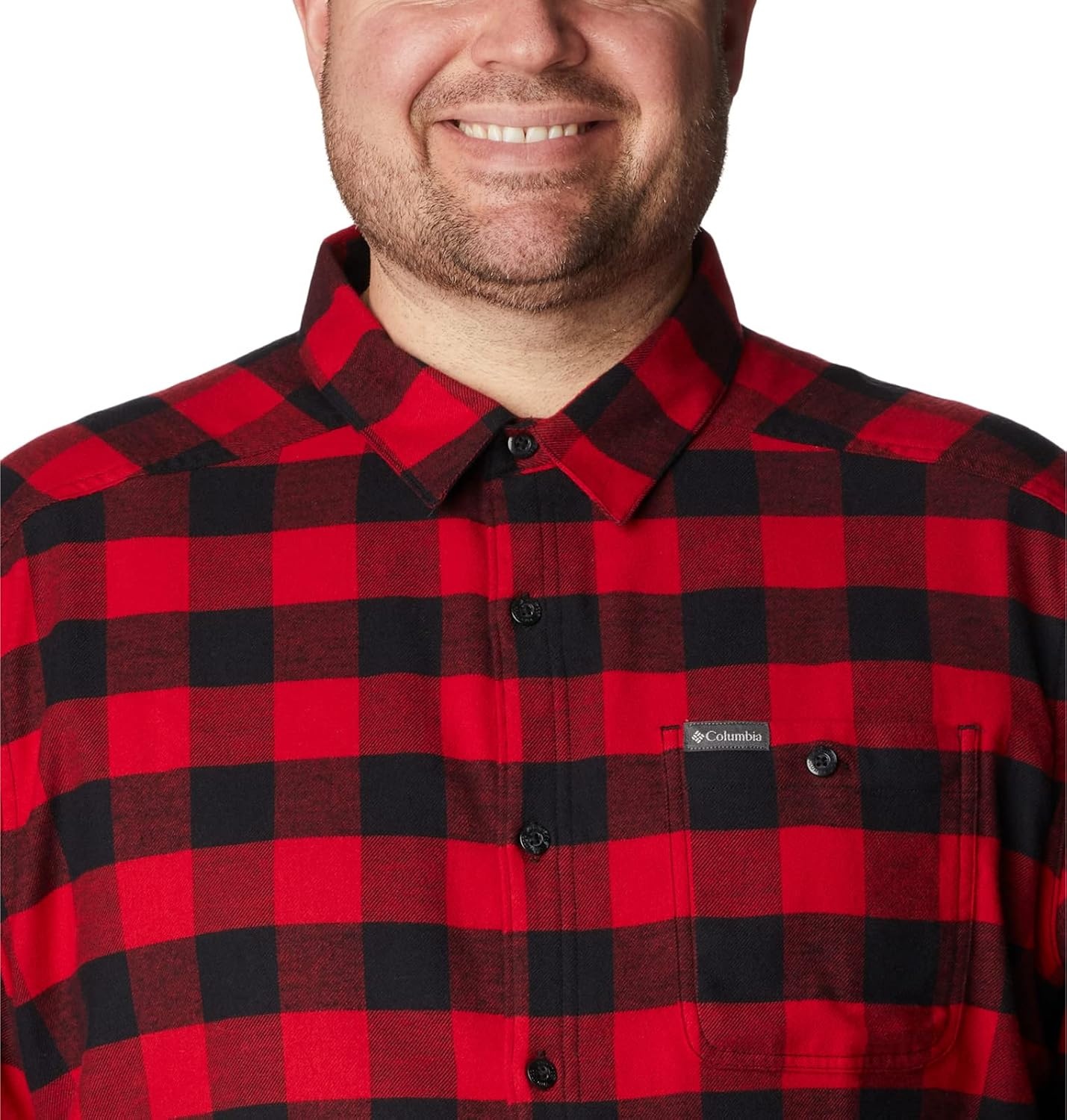 image:imageColumbia Mens Cornell Woods Flannel Long Sleeve ShirtMountain Red Buffalo Check