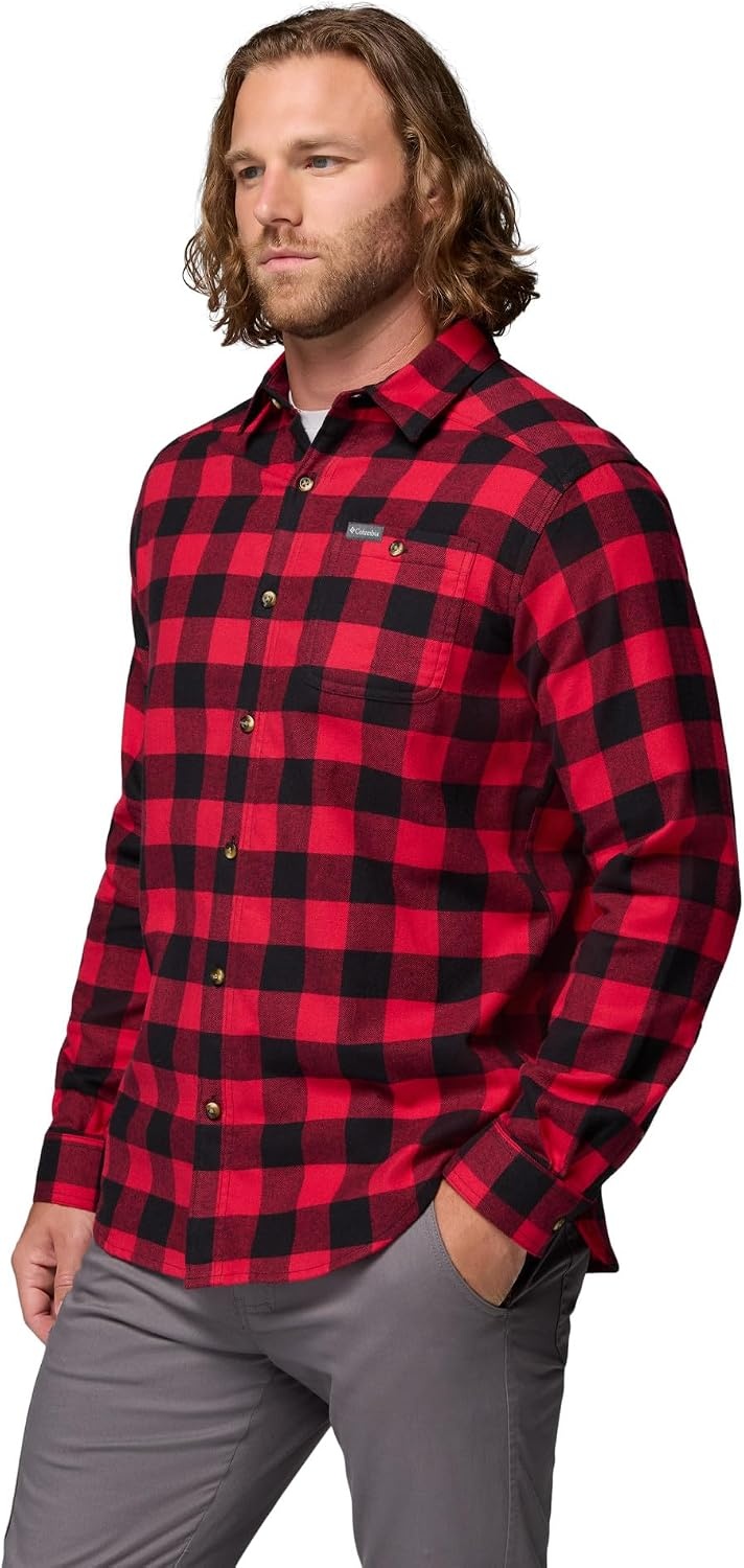 image:imageColumbia Mens Cornell Woods Flannel Long Sleeve ShirtMountain Red Buffalo Check