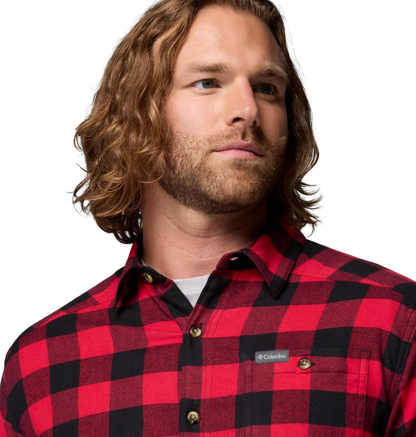 image:imageColumbia Mens Cornell Woods Flannel Long Sleeve ShirtMountain Red Buffalo Check