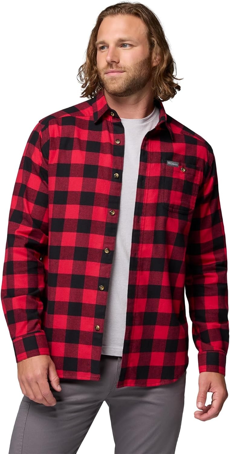 image:imageColumbia Mens Cornell Woods Flannel Long Sleeve ShirtMountain Red Buffalo Check