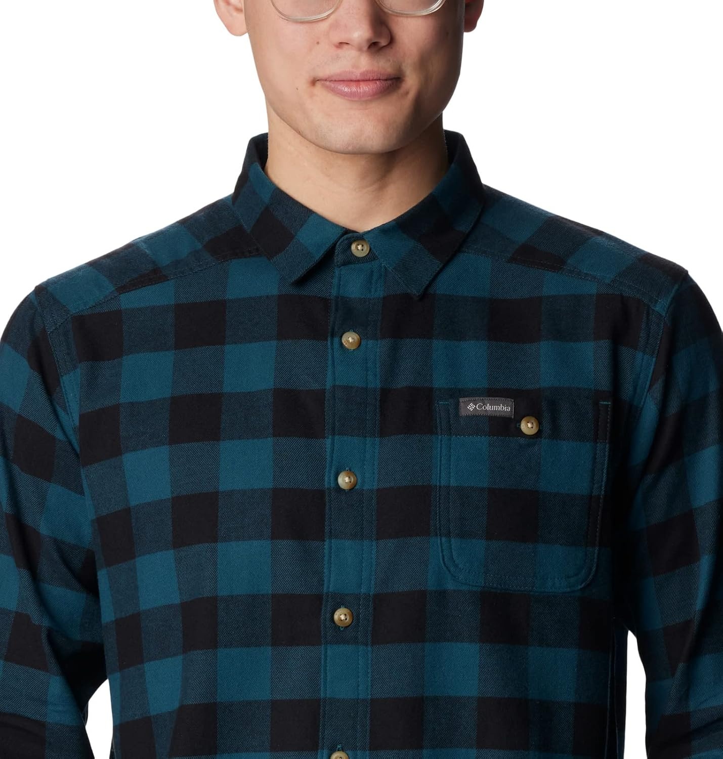image:imageColumbia Mens Cornell Woods Flannel Long Sleeve ShirtNight Wave Buffalo Check