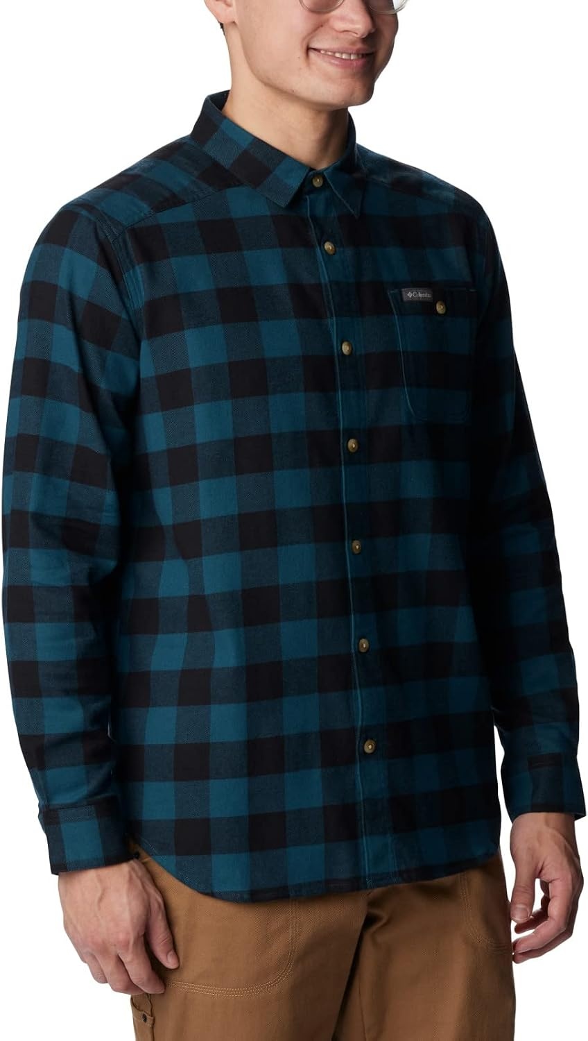 image:imageColumbia Mens Cornell Woods Flannel Long Sleeve ShirtNight Wave Buffalo Check