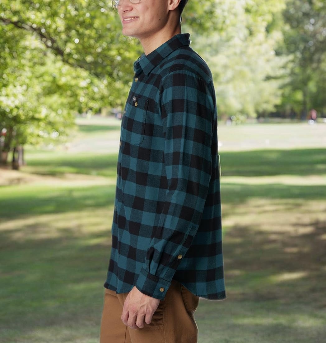 image:imageColumbia Mens Cornell Woods Flannel Long Sleeve ShirtNight Wave Buffalo Check