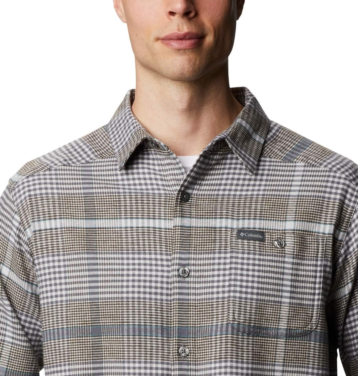 image:imageColumbia Mens Cornell Woods Flannel Long Sleeve ShirtNimbus Grey Ombre Plaid