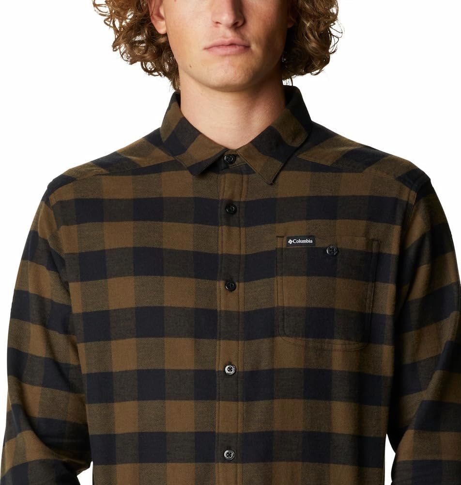 image:imageColumbia Mens Cornell Woods Flannel Long Sleeve ShirtOlive Green Buffalo Check