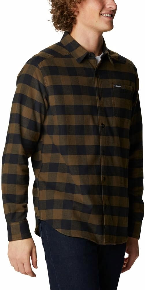 image:imageColumbia Mens Cornell Woods Flannel Long Sleeve ShirtOlive Green Buffalo Check
