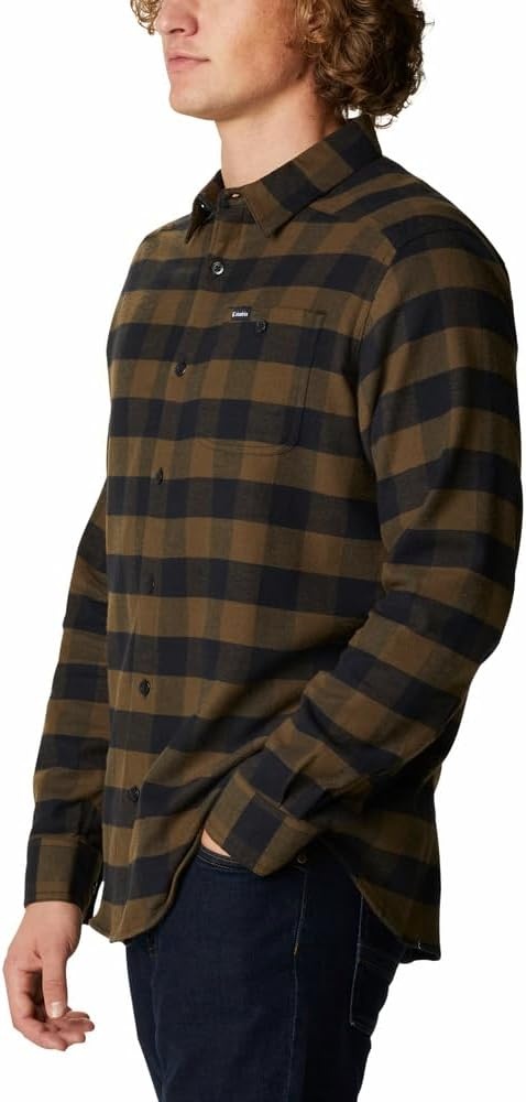 image:imageColumbia Mens Cornell Woods Flannel Long Sleeve ShirtOlive Green Buffalo Check