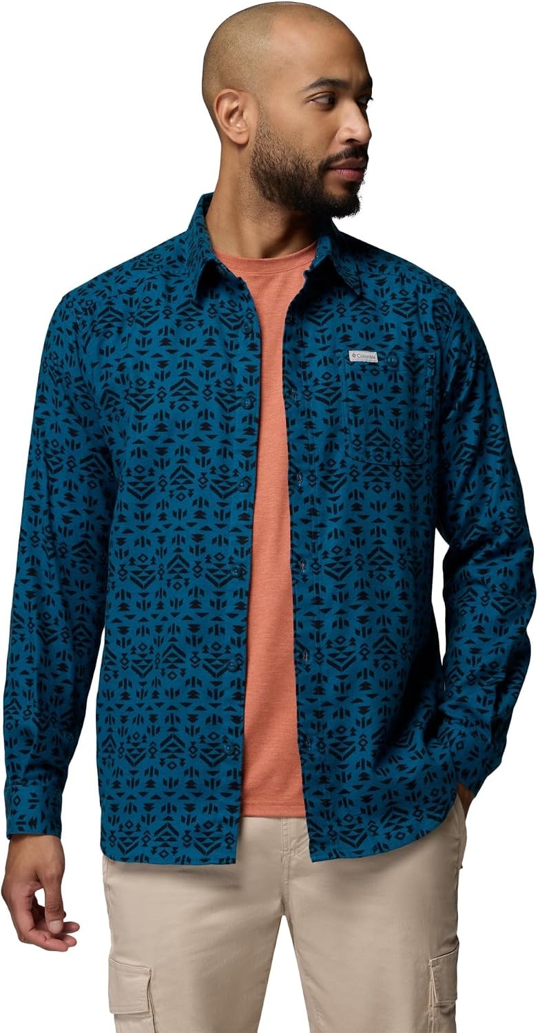 image:imageColumbia Mens Cornell Woods Flannel Long Sleeve ShirtPhoenix Blue Geostripe Tonal