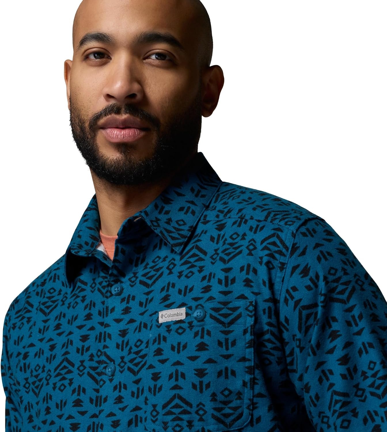 image:imageColumbia Mens Cornell Woods Flannel Long Sleeve ShirtPhoenix Blue Geostripe Tonal