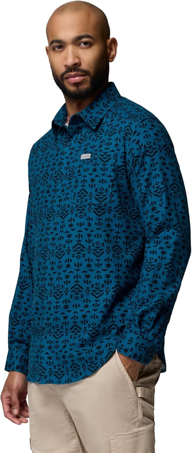 image:imageColumbia Mens Cornell Woods Flannel Long Sleeve ShirtPhoenix Blue Geostripe Tonal