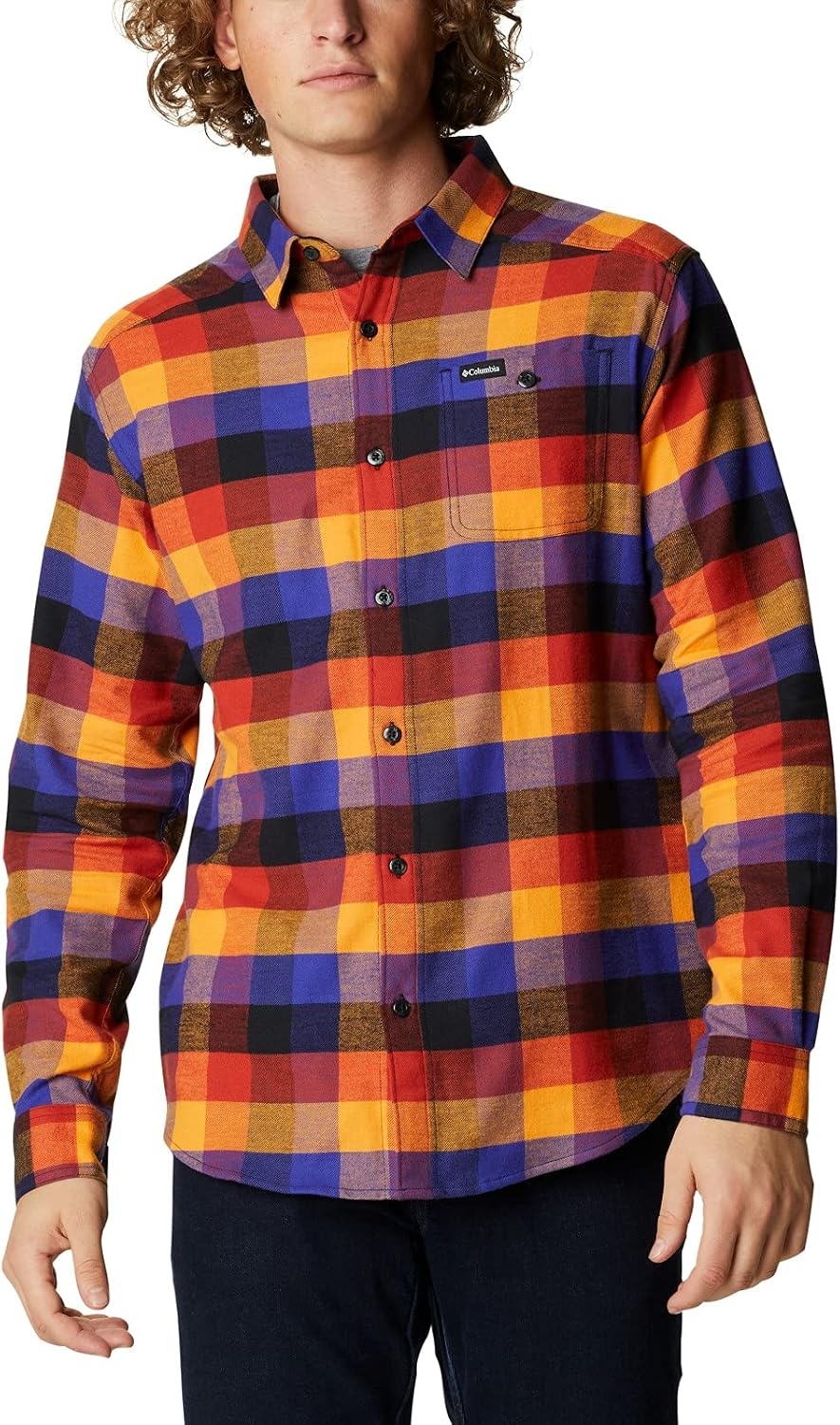 image:imageColumbia Mens Cornell Woods Flannel Long Sleeve ShirtPurple Quartz Multi Buffalo Check