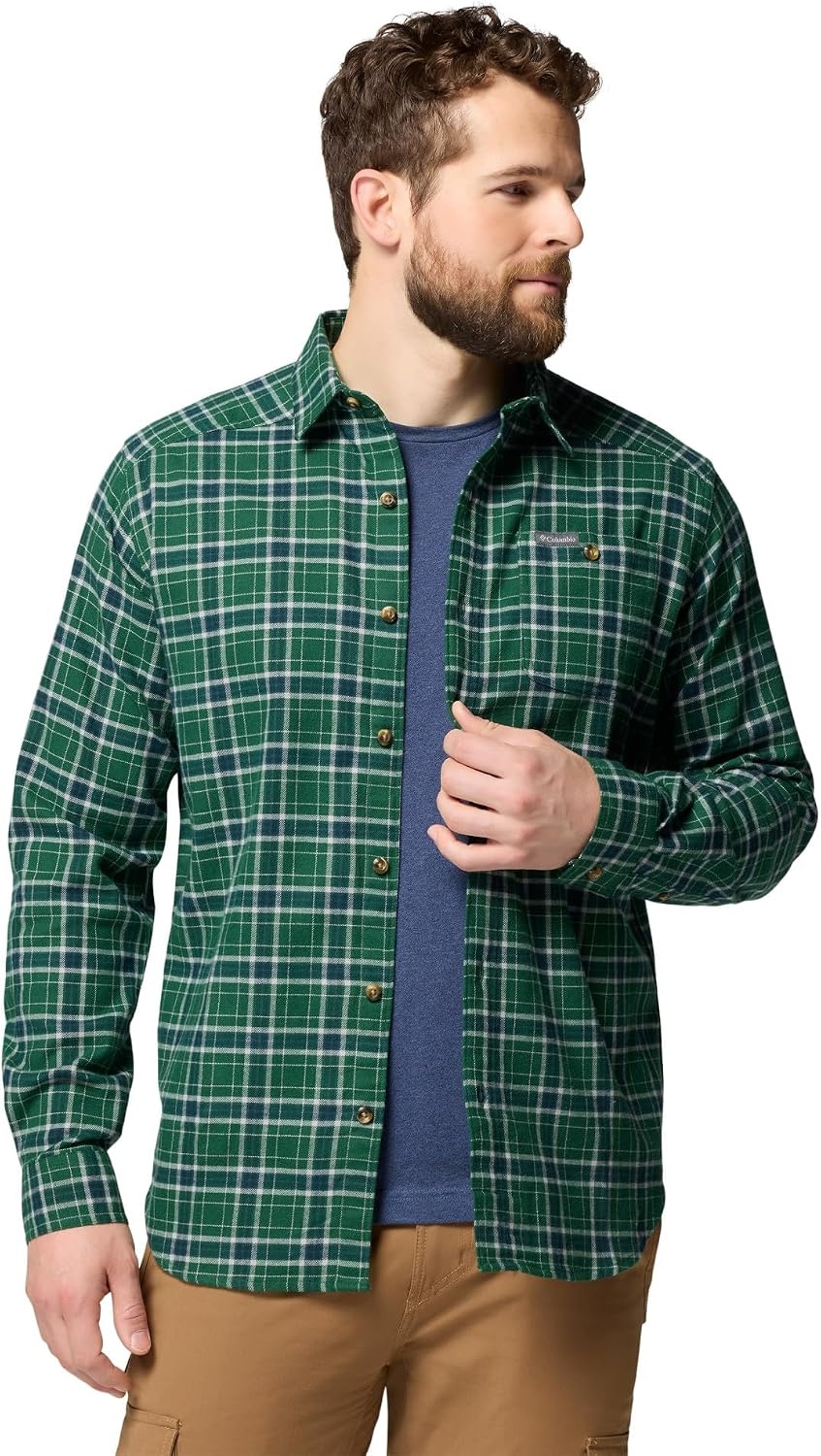 image:imageColumbia Mens Cornell Woods Flannel Long Sleeve ShirtRain Forest Quad Check