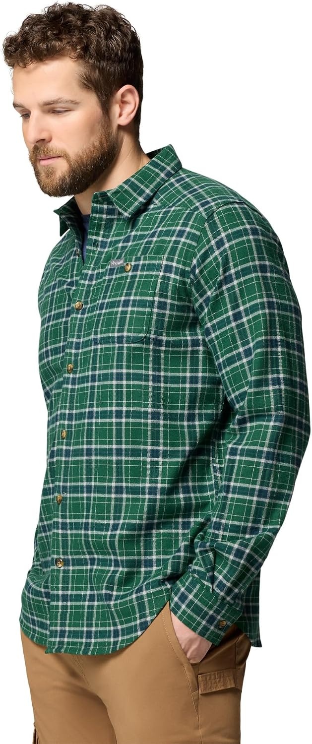 image:imageColumbia Mens Cornell Woods Flannel Long Sleeve ShirtRain Forest Quad Check