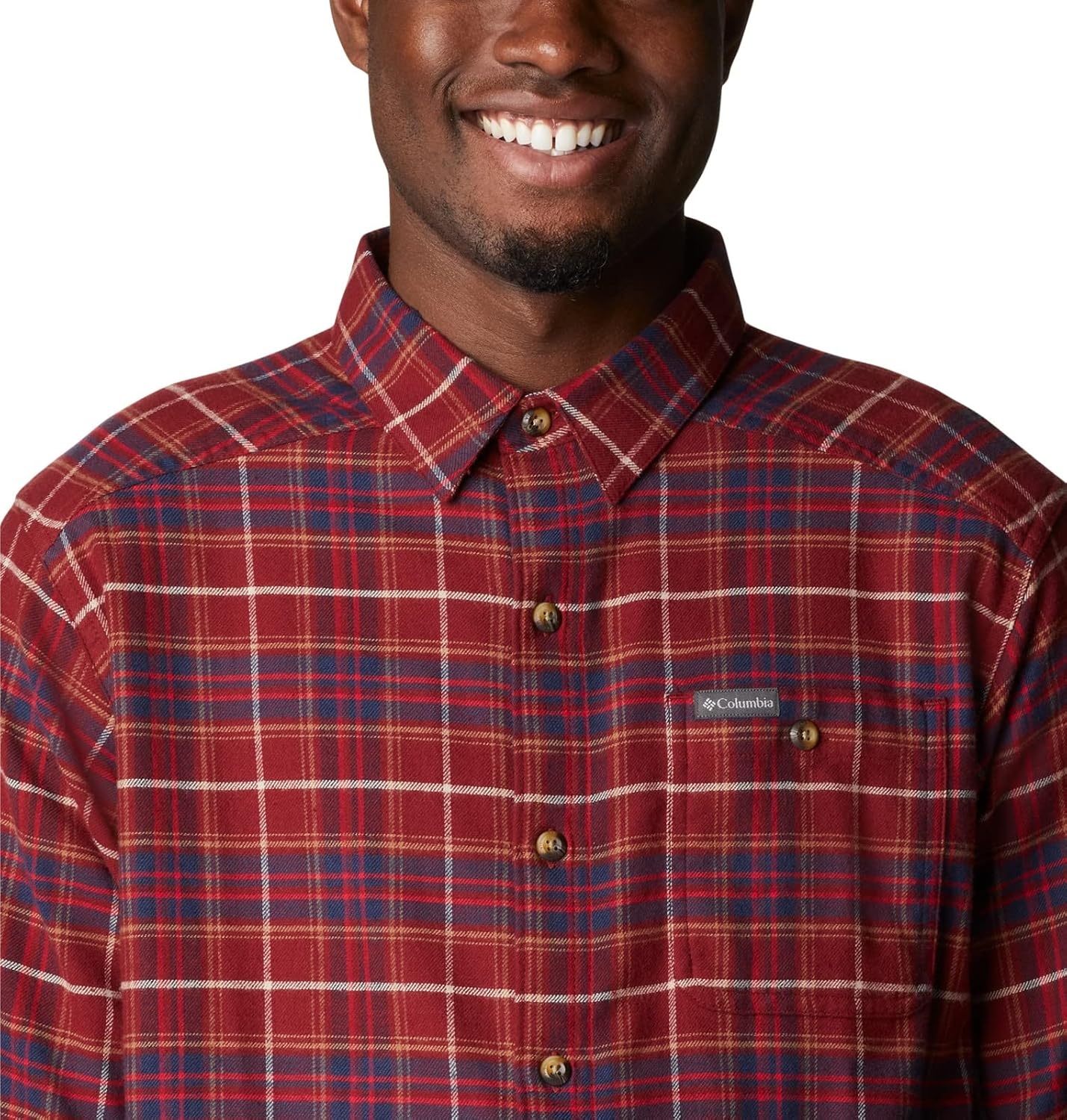 image:imageColumbia Mens Cornell Woods Flannel Long Sleeve ShirtRed Jasper Multi Tartan
