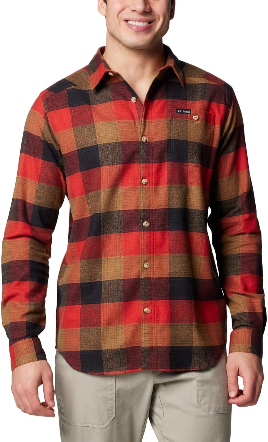 image:imageColumbia Mens Cornell Woods Flannel Long Sleeve ShirtSail Red Ombre Buffalo