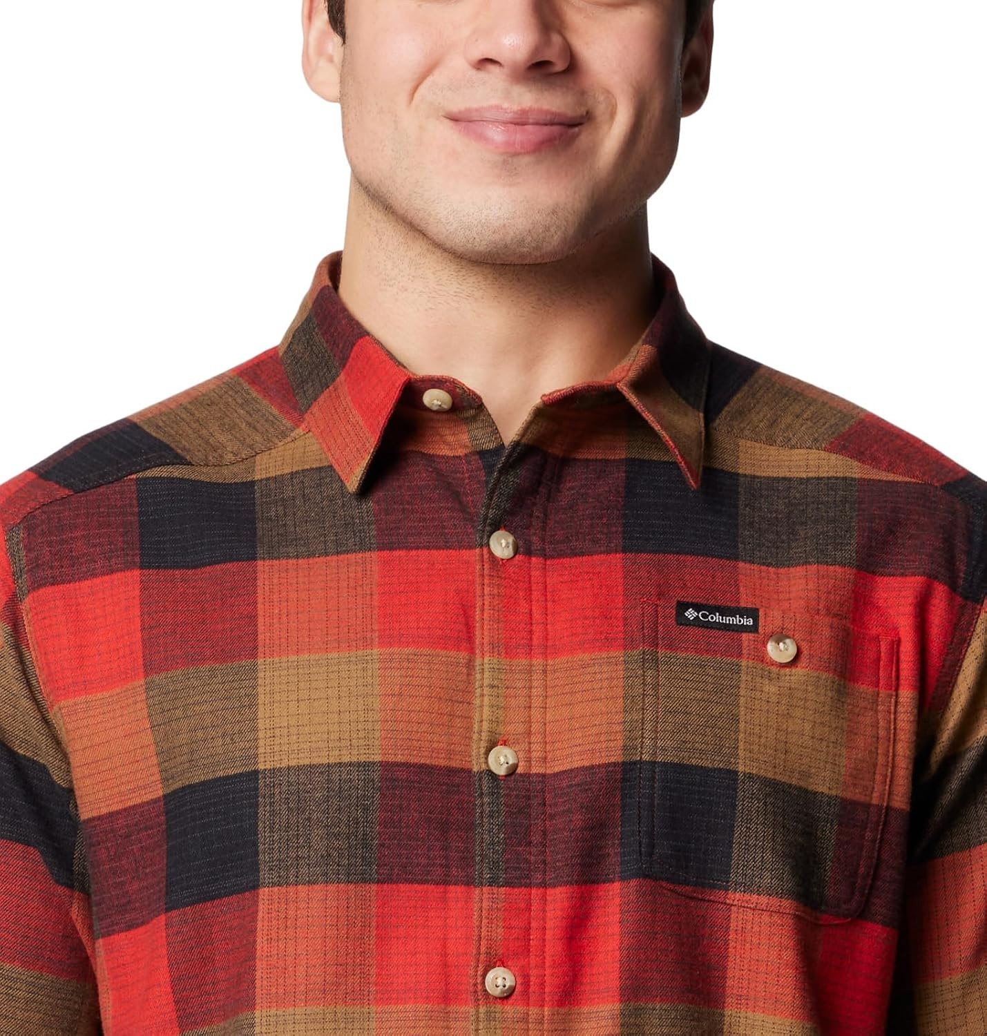 image:imageColumbia Mens Cornell Woods Flannel Long Sleeve ShirtSail Red Ombre Buffalo