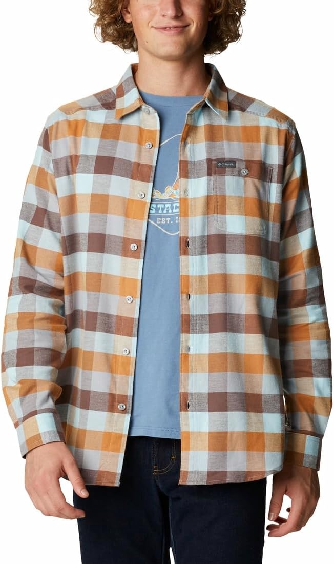 image:imageColumbia Mens Cornell Woods Flannel Long Sleeve ShirtSky Blue Multi Buffalo Check
