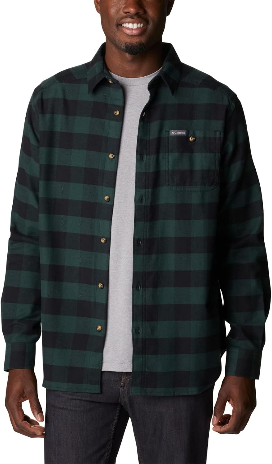 image:imageColumbia Mens Cornell Woods Flannel Long Sleeve ShirtSpruce Buffalo Check