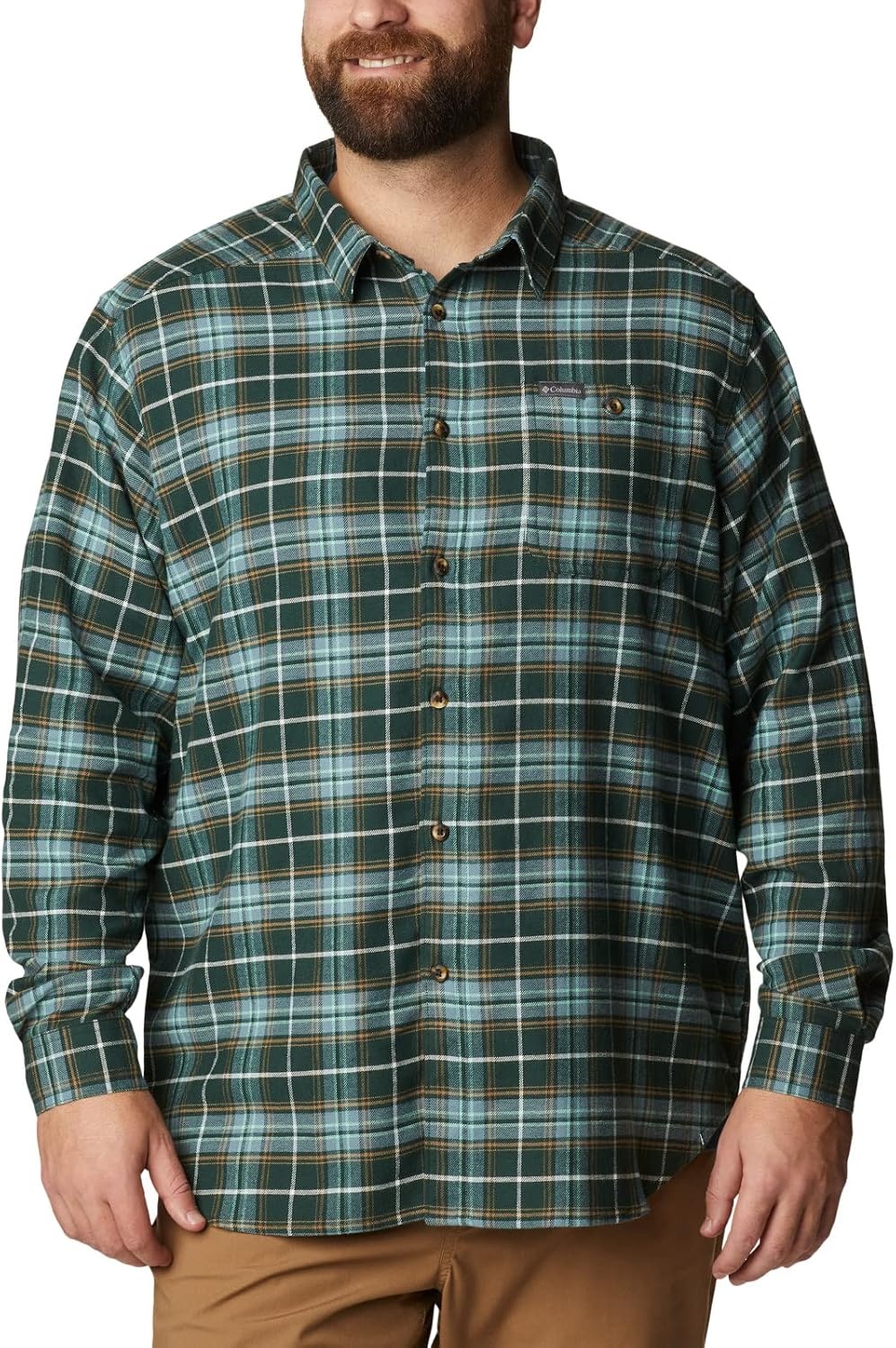 image:imageColumbia Mens Cornell Woods Flannel Long Sleeve ShirtSpruce Multi Tartan