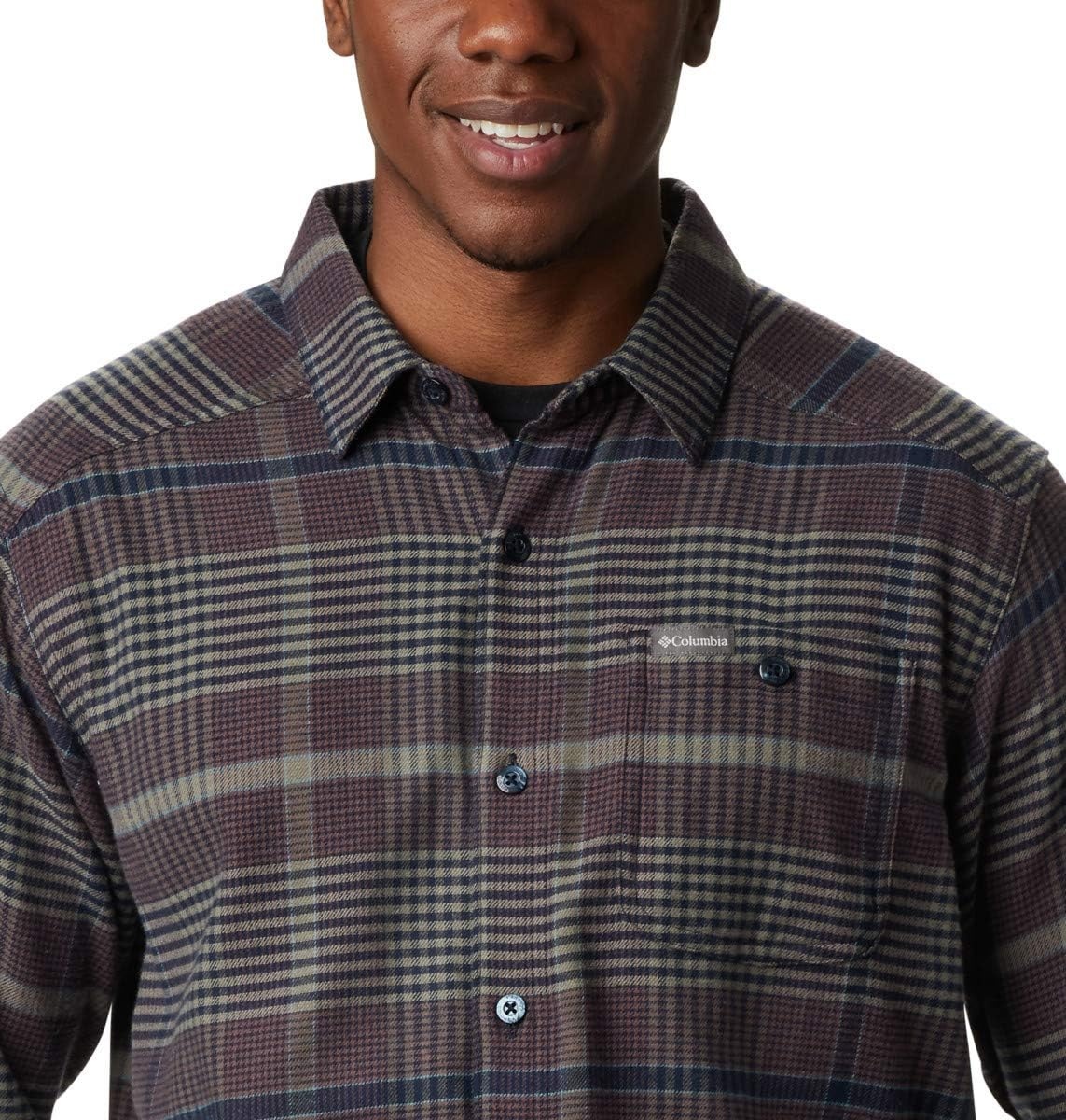 image:imageColumbia Mens Cornell Woods Flannel Long Sleeve ShirtStone Green Ombre Plaid
