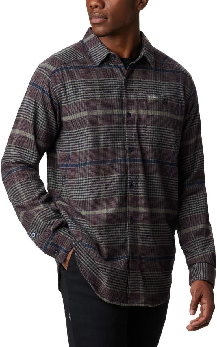 image:imageColumbia Mens Cornell Woods Flannel Long Sleeve ShirtStone Green Ombre Plaid