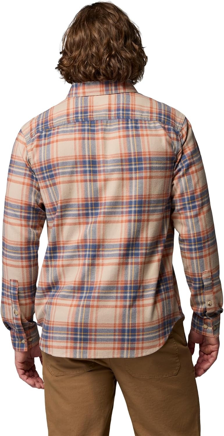 image:imageColumbia Mens Cornell Woods Flannel Long Sleeve ShirtTeak Brown Textured Plaid