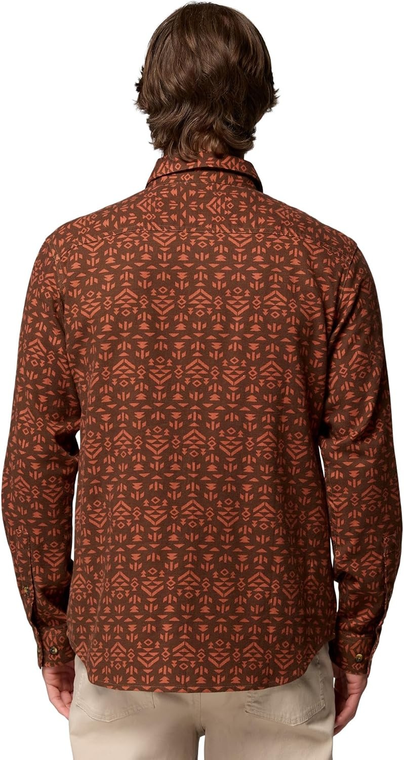 image:imageColumbia Mens Cornell Woods Flannel Long Sleeve ShirtTobacco Geostripe Tonal