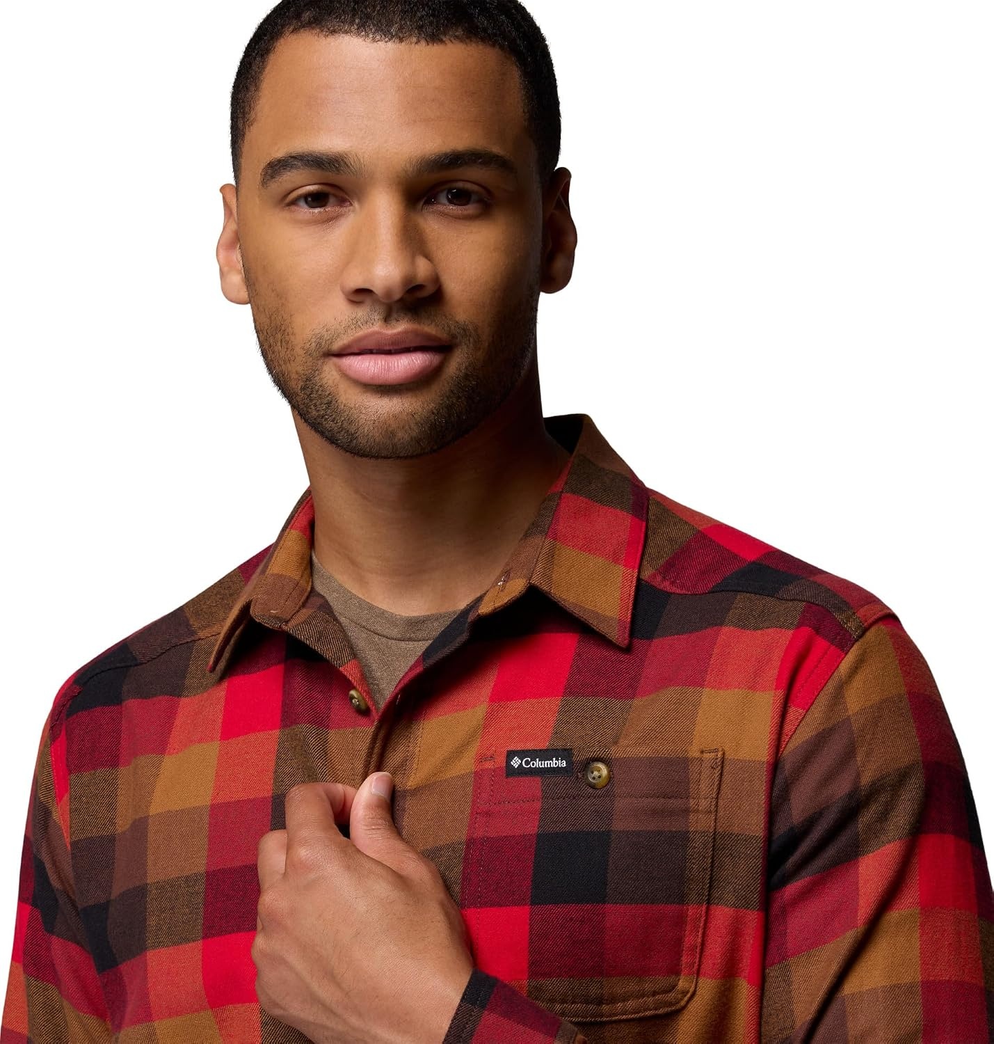 image:imageColumbia Mens Cornell Woods Flannel Long Sleeve ShirtTobacco Multi Buffalo Check