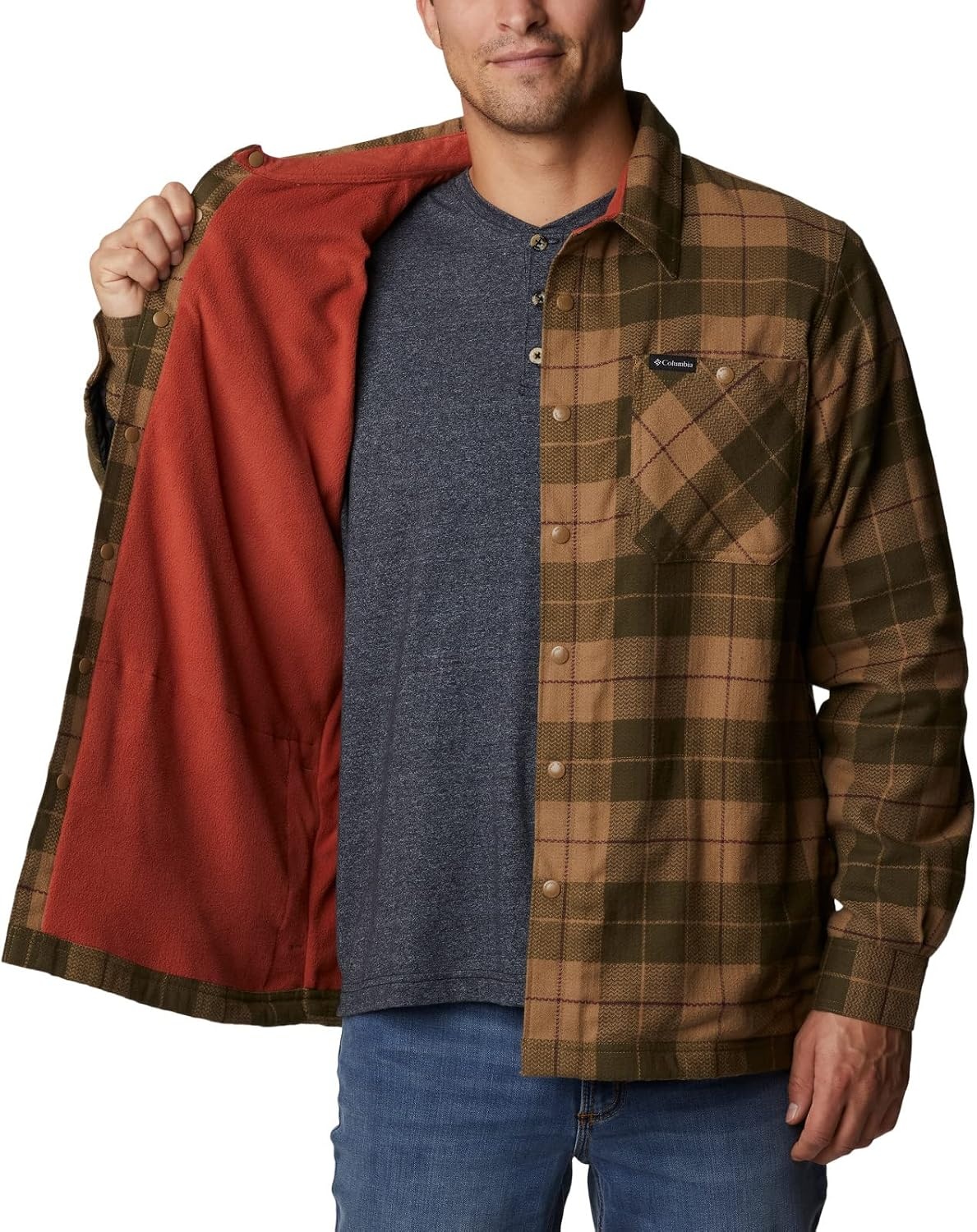 image:imageColumbia Mens Cornell Woods Fleece Lined Shirt JacketDeltaWarp Red Woodsman Tartan
