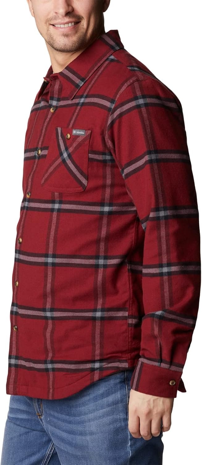 image:imageColumbia Mens Cornell Woods Fleece Lined Shirt JacketRed Jasper Windowpane