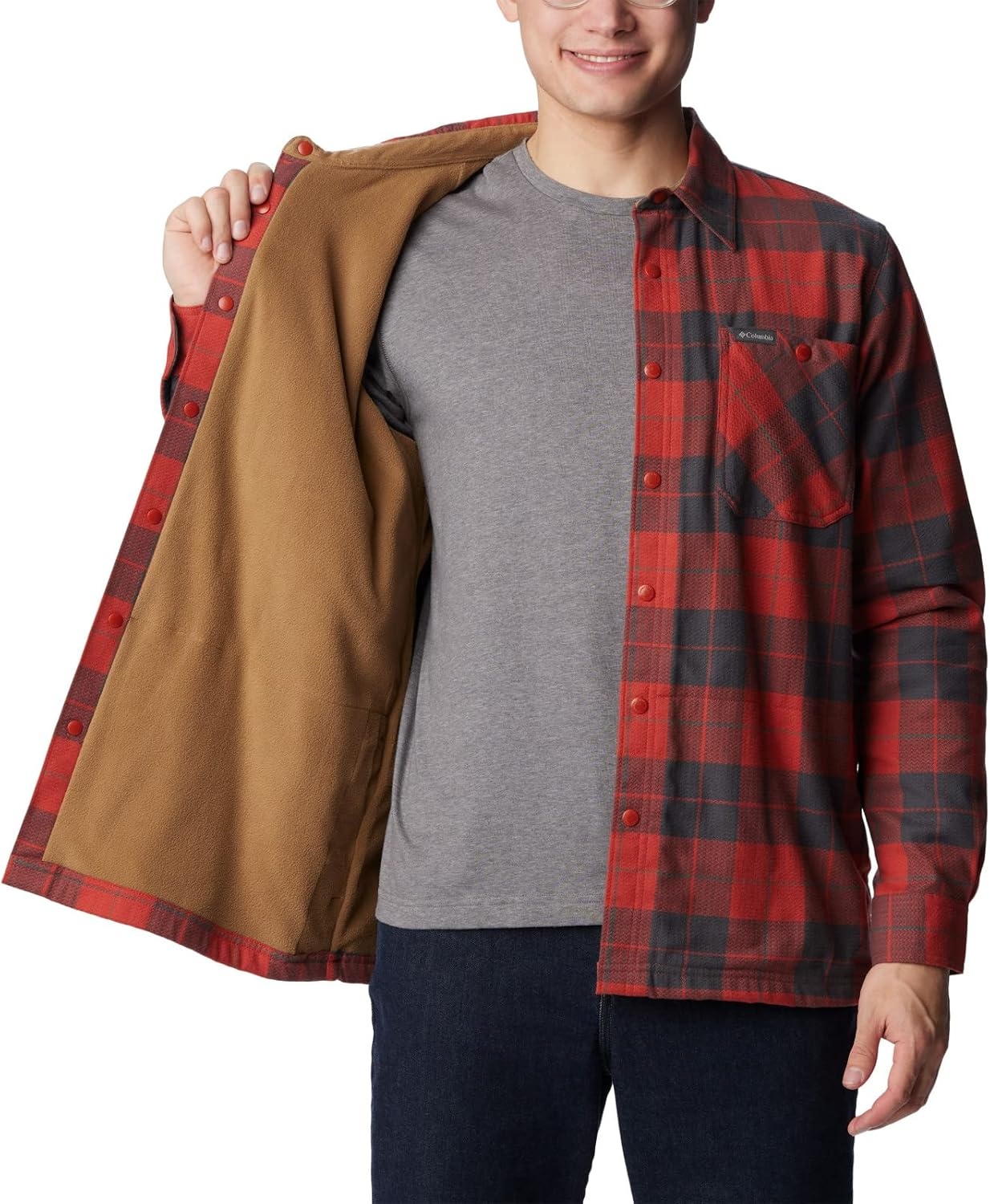 image:imageColumbia Mens Cornell Woods Fleece Lined Shirt JacketWarp RedDelta Woodsman Tartan
