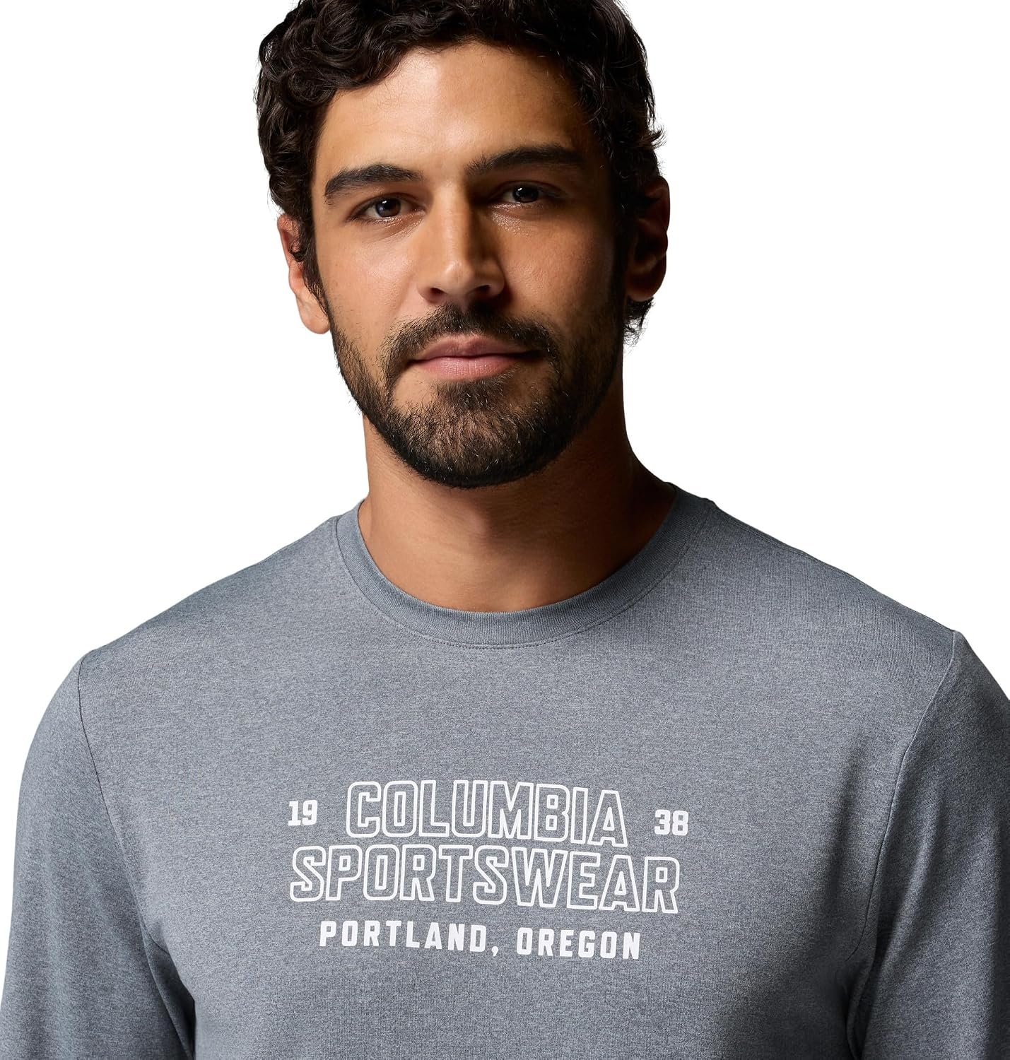 image:imageColumbia Mens Parsons Point Long Sleeve Graphic TeeCity Grey Heather Blocky Brand
