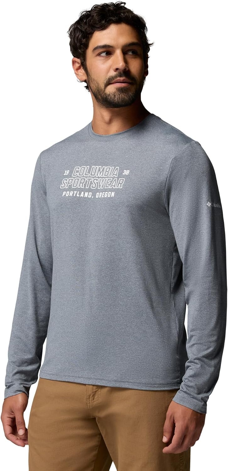 image:imageColumbia Mens Parsons Point Long Sleeve Graphic TeeCity Grey Heather Blocky Brand