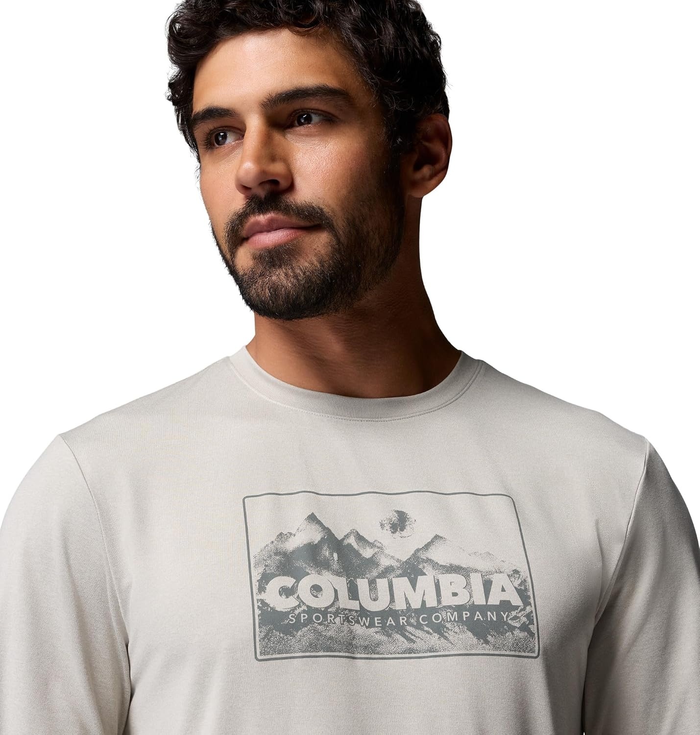 image:imageColumbia Mens Parsons Point Long Sleeve Graphic TeeDark Stone Heather Framed Peakscape
