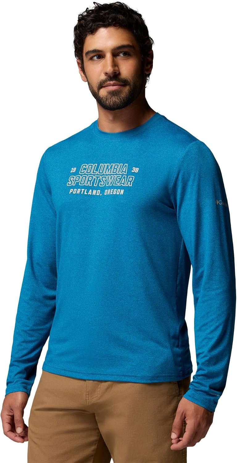 image:imageColumbia Mens Parsons Point Long Sleeve Graphic TeePhoenix Blue Heather Blocky Brand