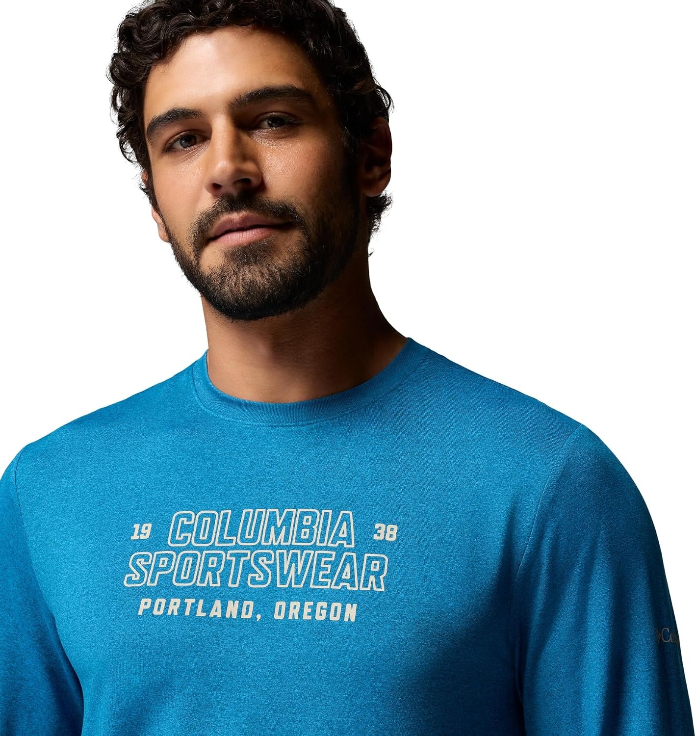 image:imageColumbia Mens Parsons Point Long Sleeve Graphic TeePhoenix Blue Heather Blocky Brand