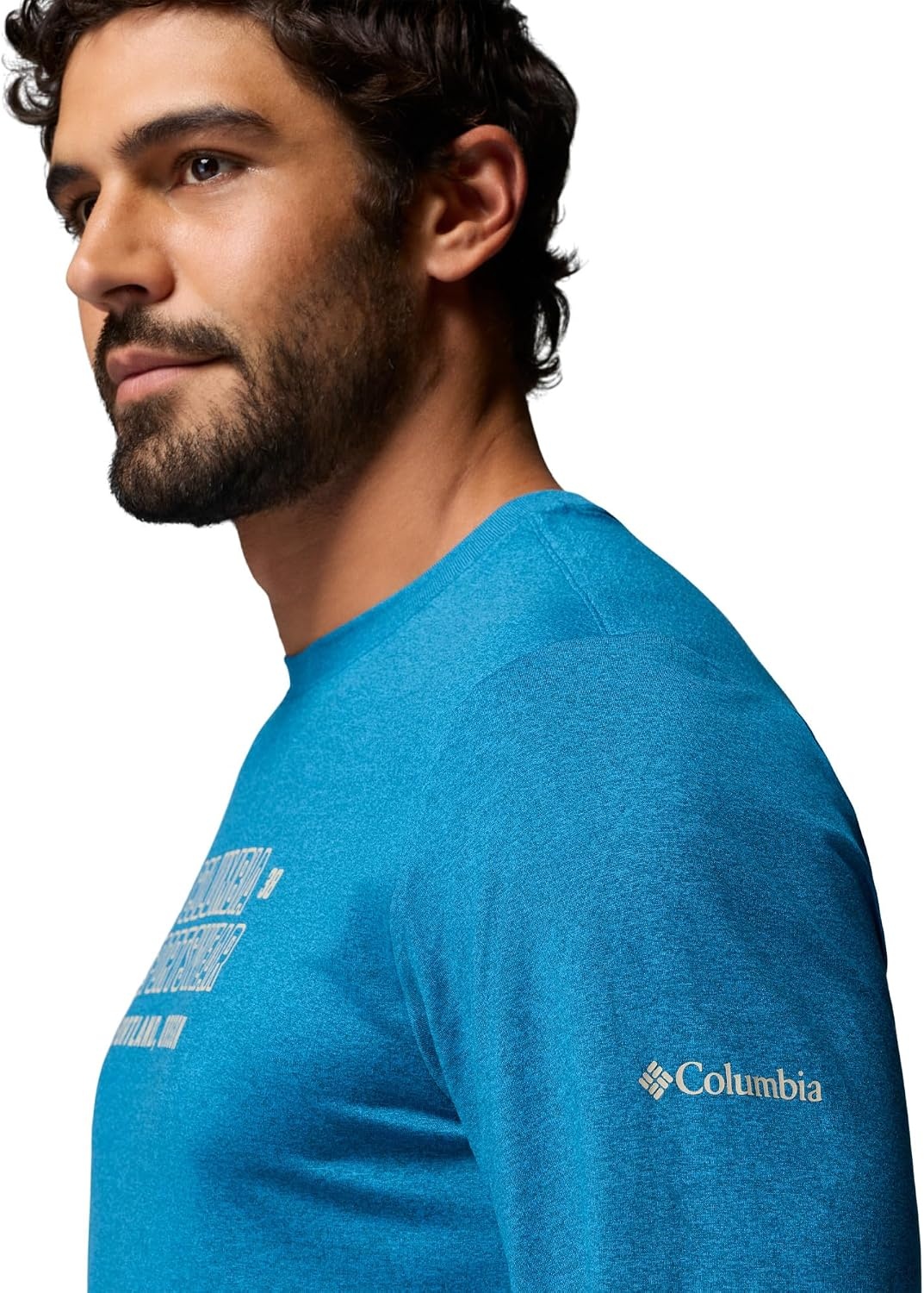 image:imageColumbia Mens Parsons Point Long Sleeve Graphic TeePhoenix Blue Heather Blocky Brand