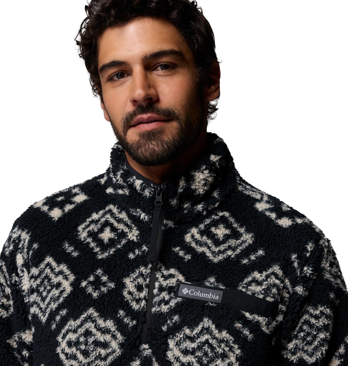 image:imageColumbia Mens Rugged Ridge High Pile Half ZipBlack Checked OutBlack