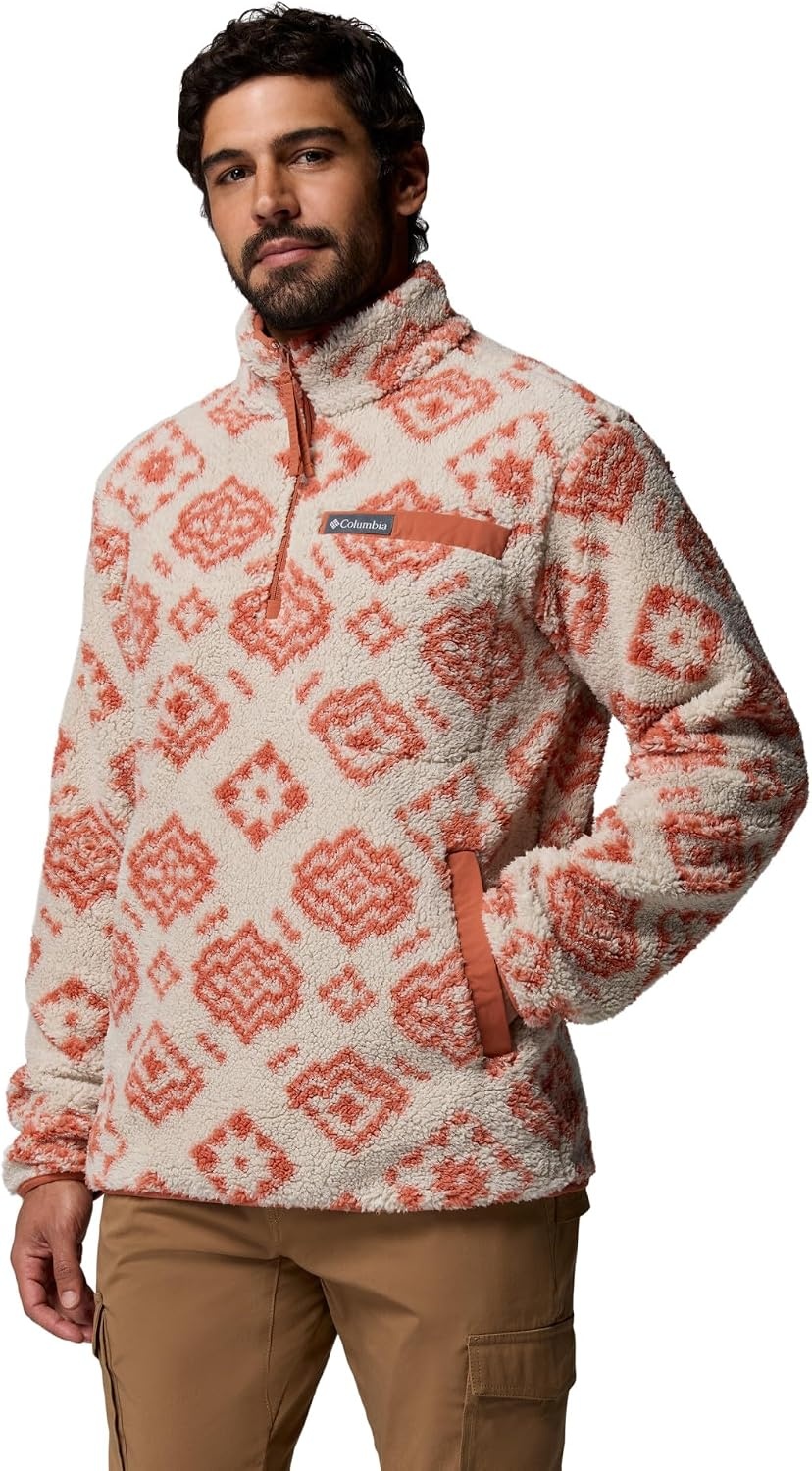 image:imageColumbia Mens Rugged Ridge High Pile Half ZipDark Stone Checked OutTeak Brown