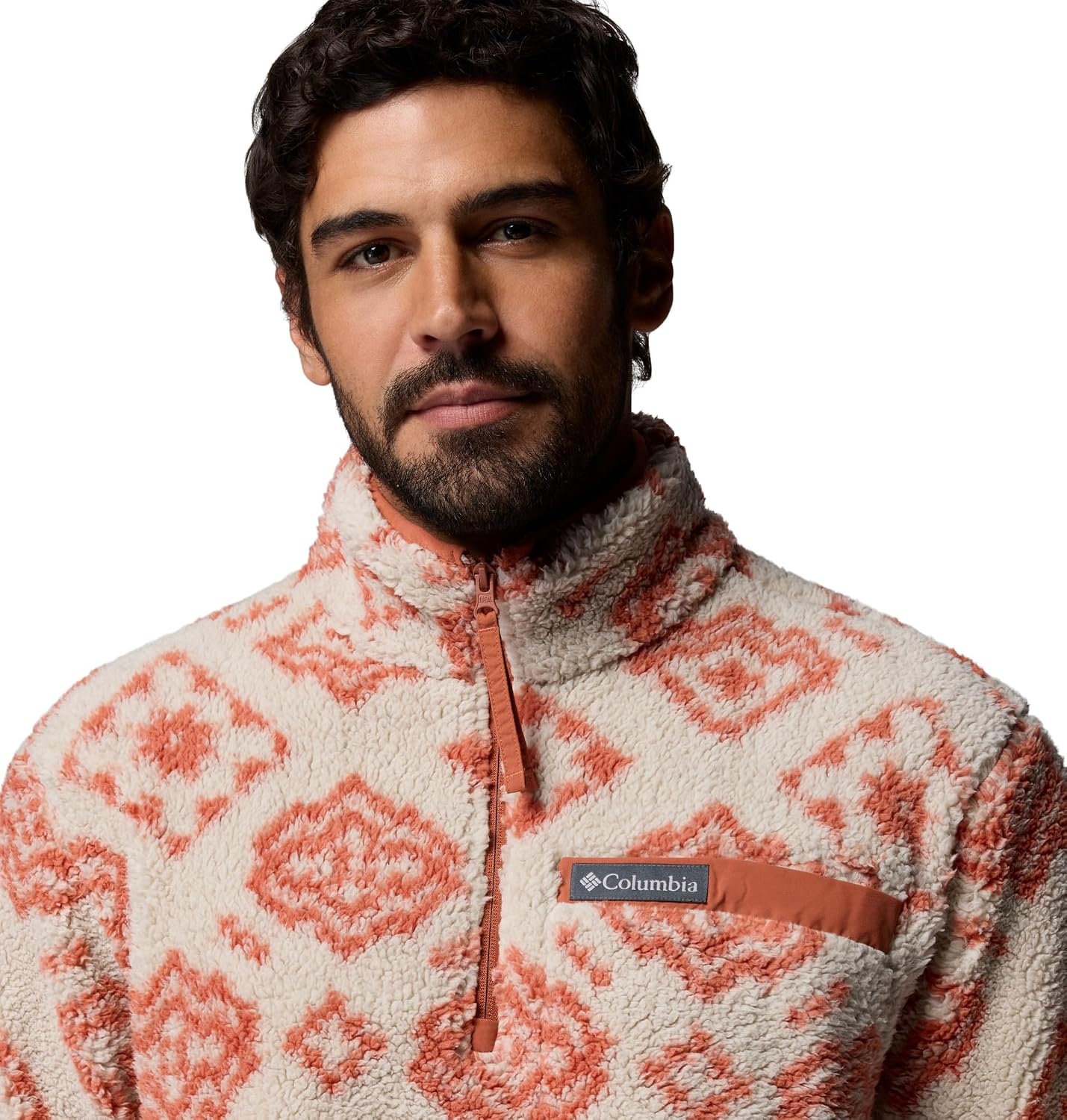 image:imageColumbia Mens Rugged Ridge High Pile Half ZipDark Stone Checked OutTeak Brown