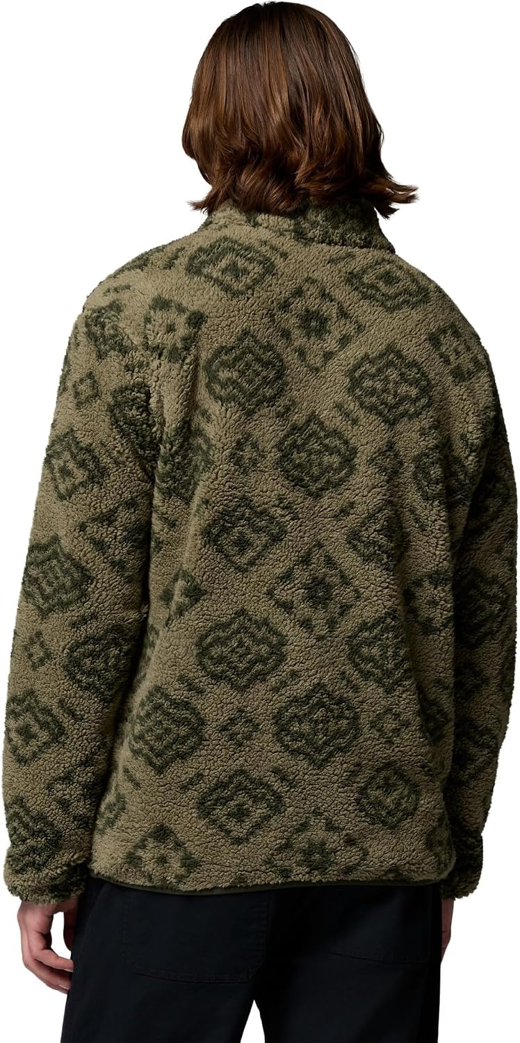 image:imageColumbia Mens Rugged Ridge High Pile Half ZipStone Green Checked OutGreenscape