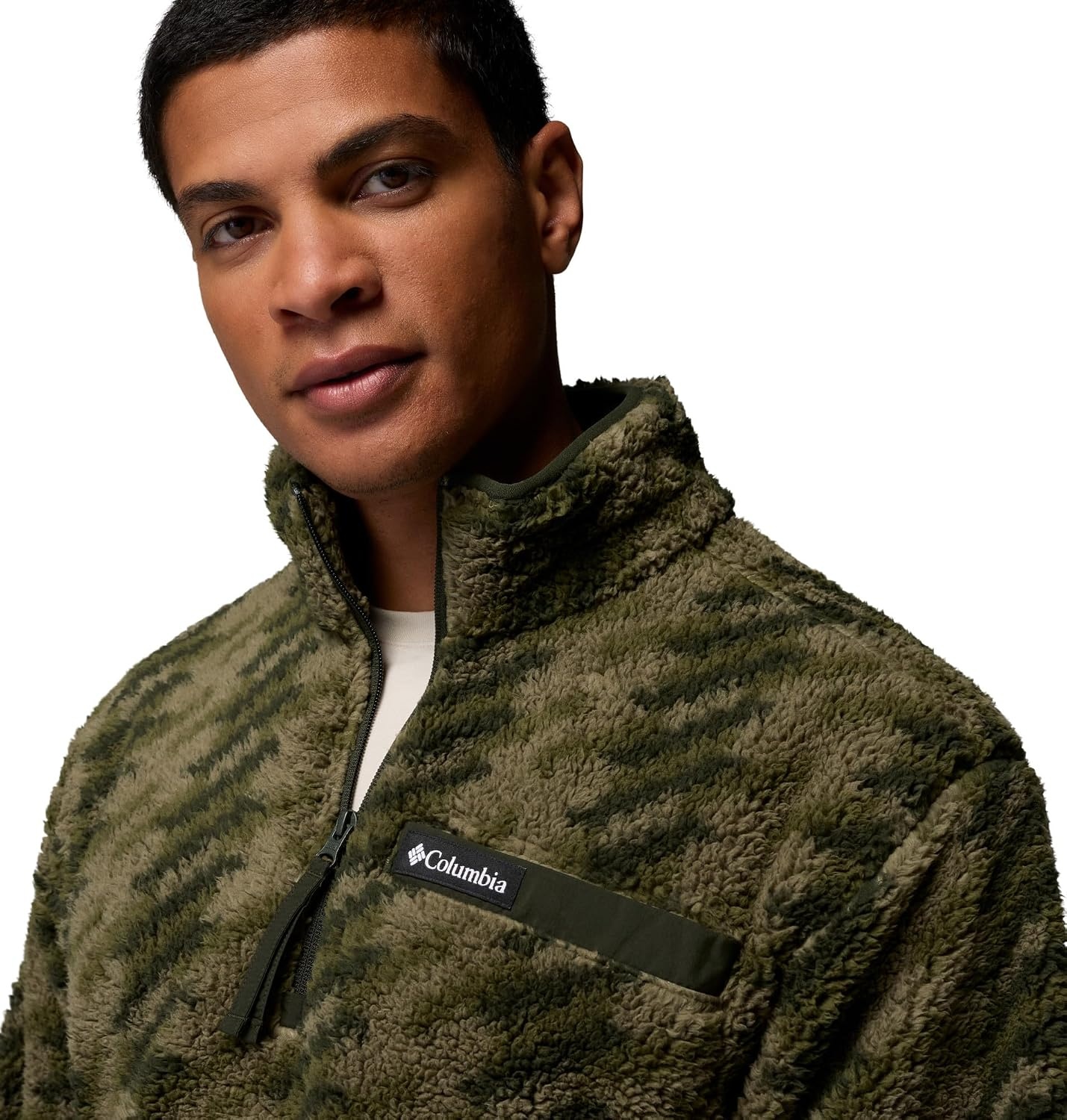 image:imageColumbia Mens Rugged Ridge High Pile Half ZipStone Green TwillsGreenscape