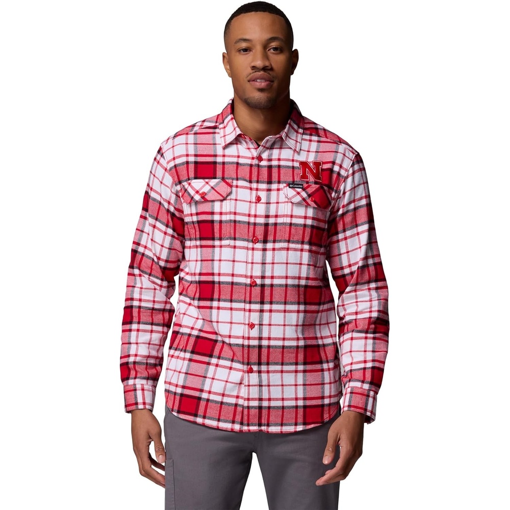 image:imageColumbia Mens Collegiate Flare Gun Flannel Long Sleeve ShirtNeb Bright Red Tartan