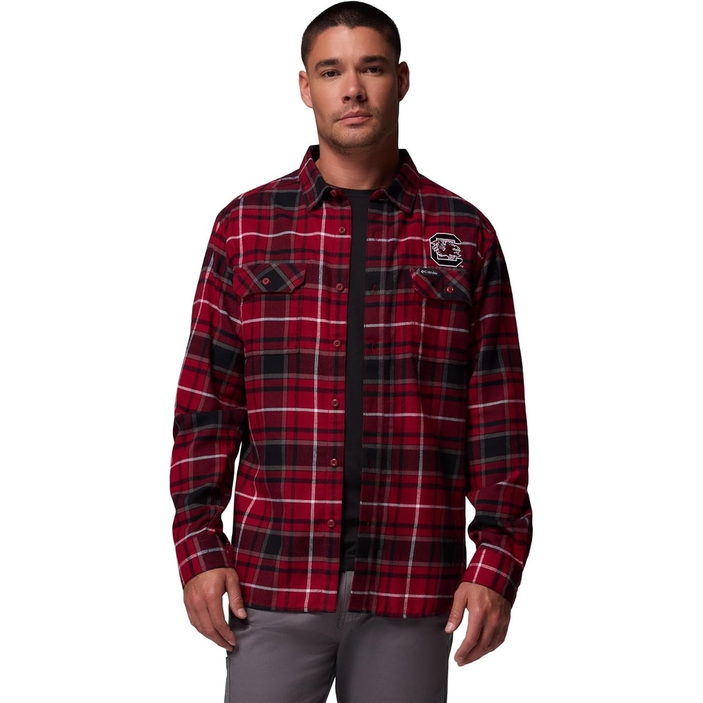 image:imageColumbia Mens Collegiate Flare Gun Flannel Long Sleeve ShirtSc Beet Tartan