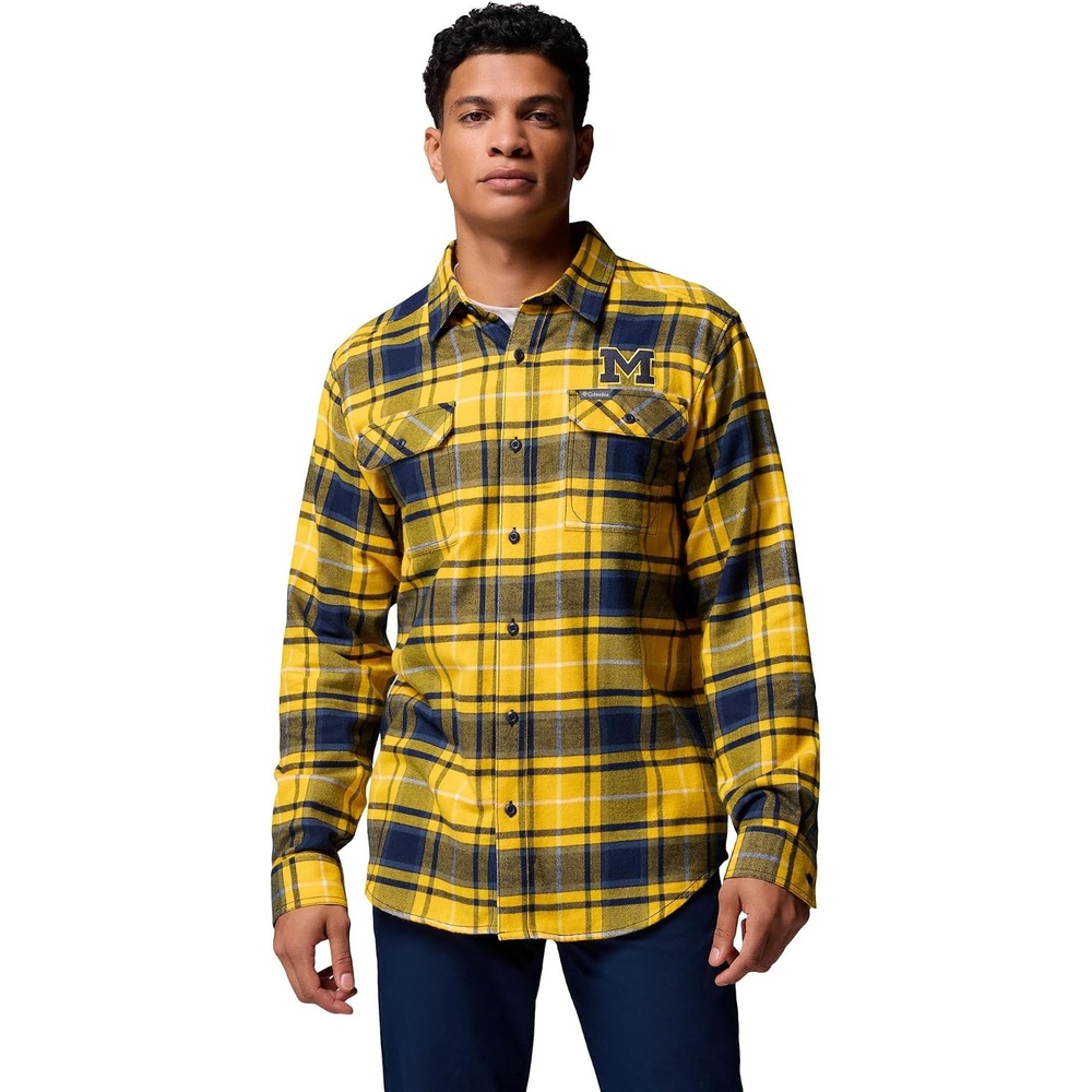 image:imageColumbia Mens Collegiate Flare Gun Flannel Long Sleeve ShirtUm  Yellow Tartan