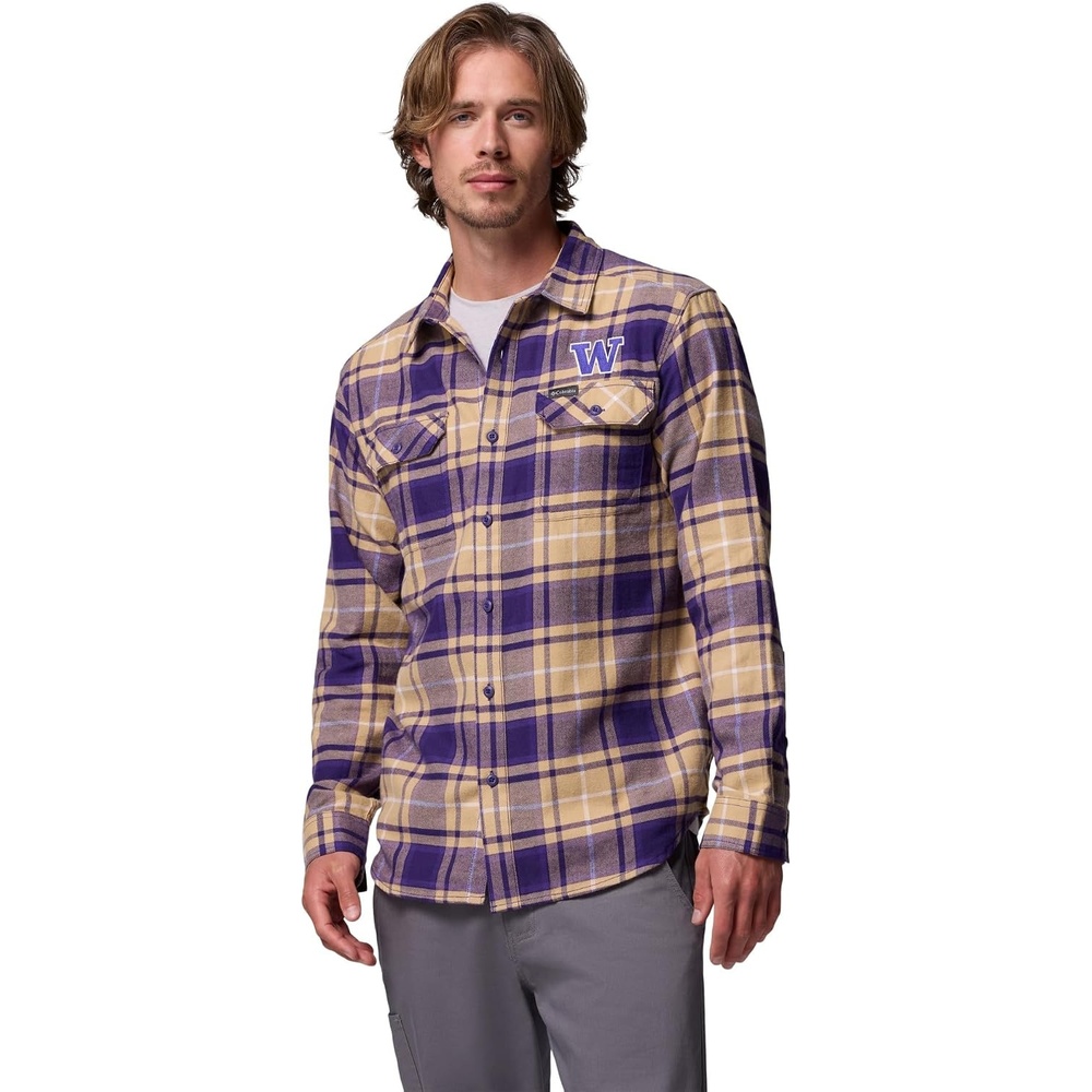 image:imageColumbia Mens Collegiate Flare Gun Flannel Long Sleeve ShirtUw  Uw Purple Tartan