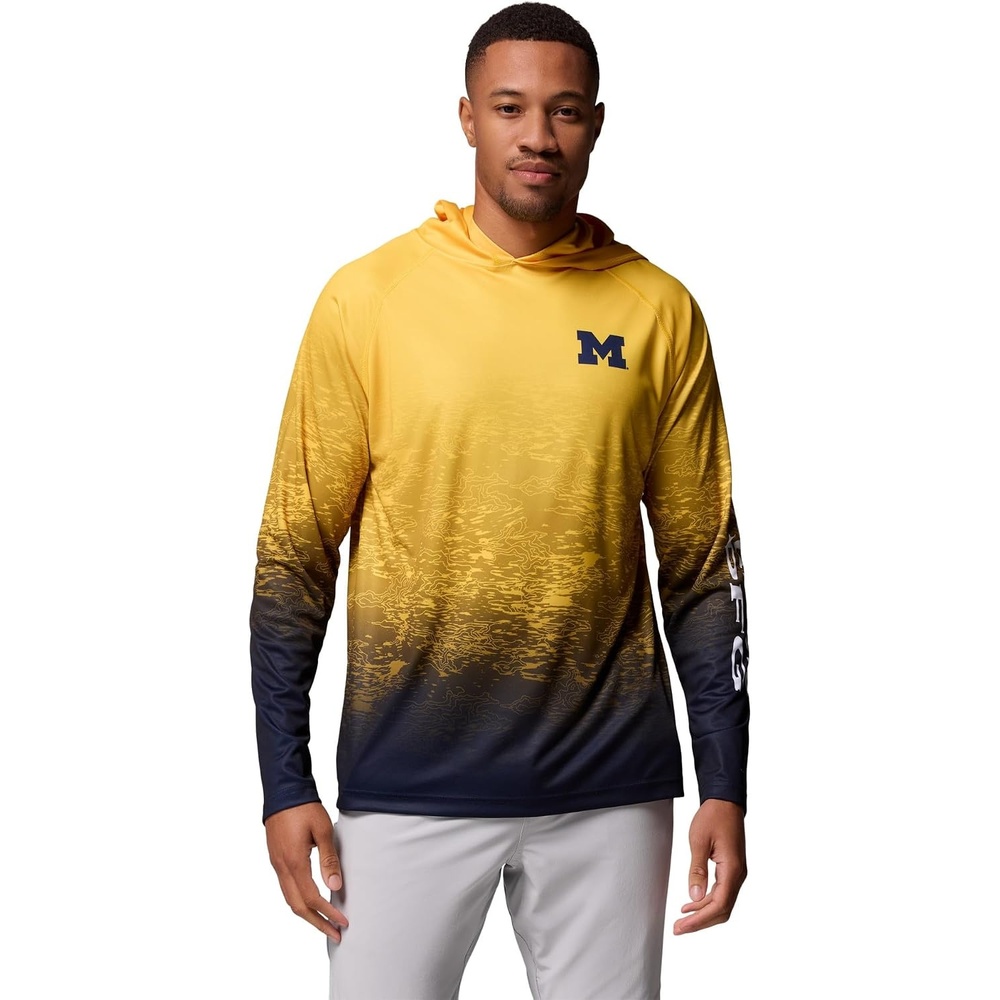 image:imageColumbia Mens Collegiate Super Terminal Tackle HoodieUm YellowCollegiate Navy
