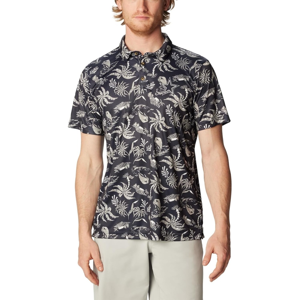image:imageColumbia Mens Collegiate Super Terminal Tackle PoloDc Collegiate Navy Dorado Isle Print