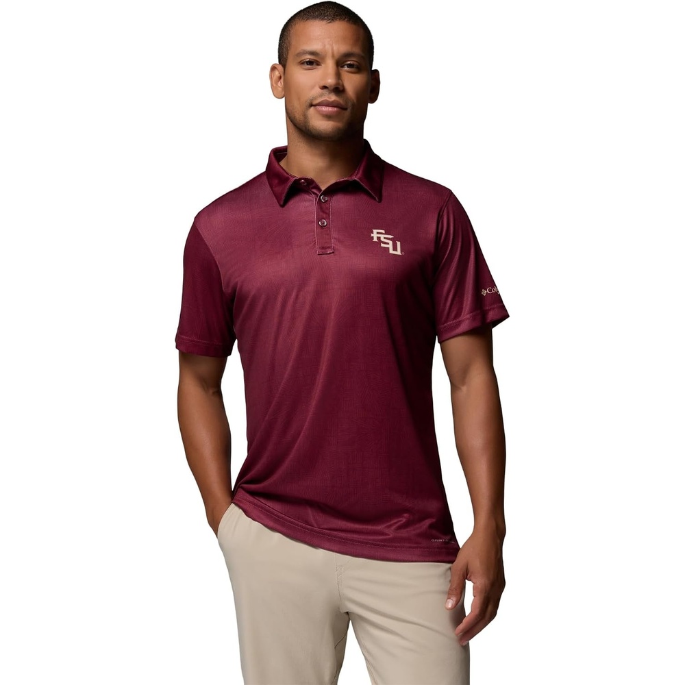 image:imageColumbia Mens Collegiate Super Terminal Tackle PoloFsu Cabernet Patchwork Palms